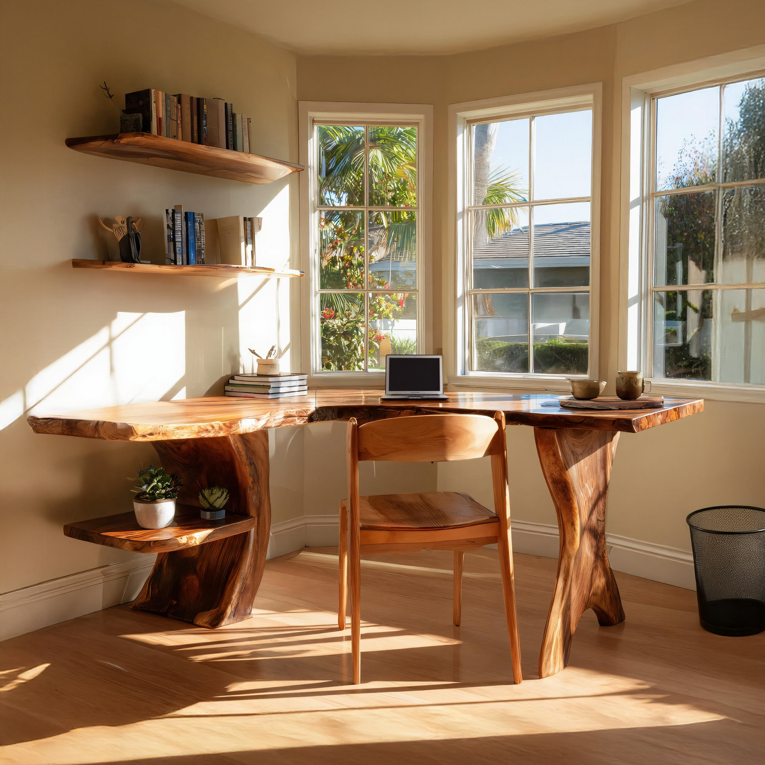 Mid Century Wooden Work Desk For Home Office Interior Design