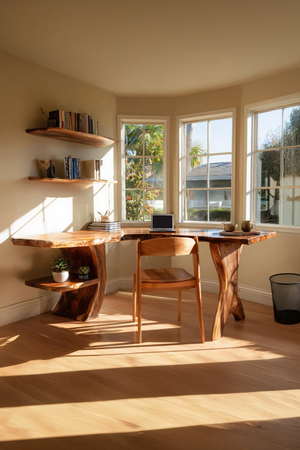 Mid Century Wooden Work Desk For Home Office Interior Design