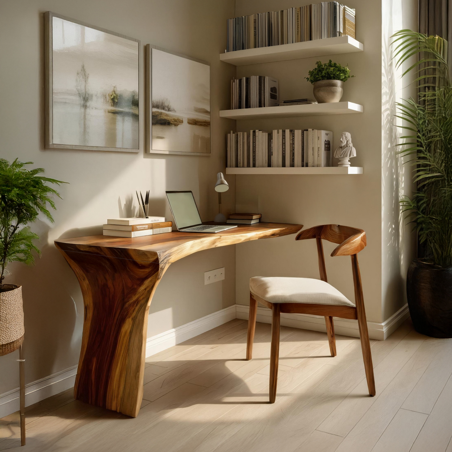 Handcrafted Live Edge Wood Desk For Home Studio Setup