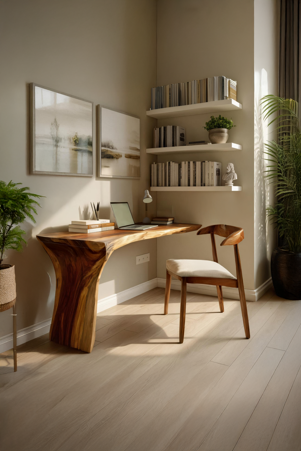 Handcrafted Live Edge Wood Desk For Home Studio Setup