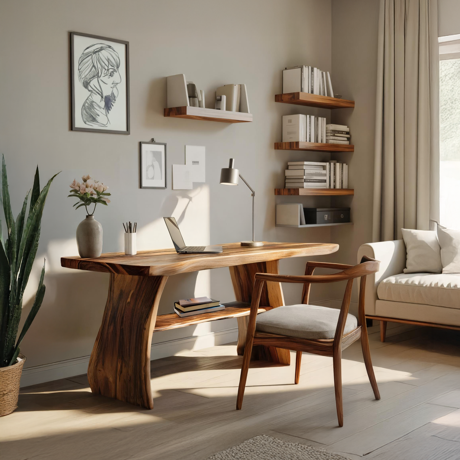 Farmhouse Live Edge Desk For Creative Studio And Office