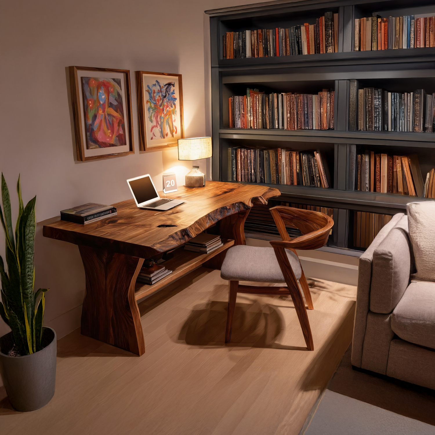 Handcrafted Wooden Live Edge Desk For Living Room Interior