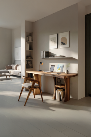Modern Wooden Live Edge Desk For Small Home Office Setup