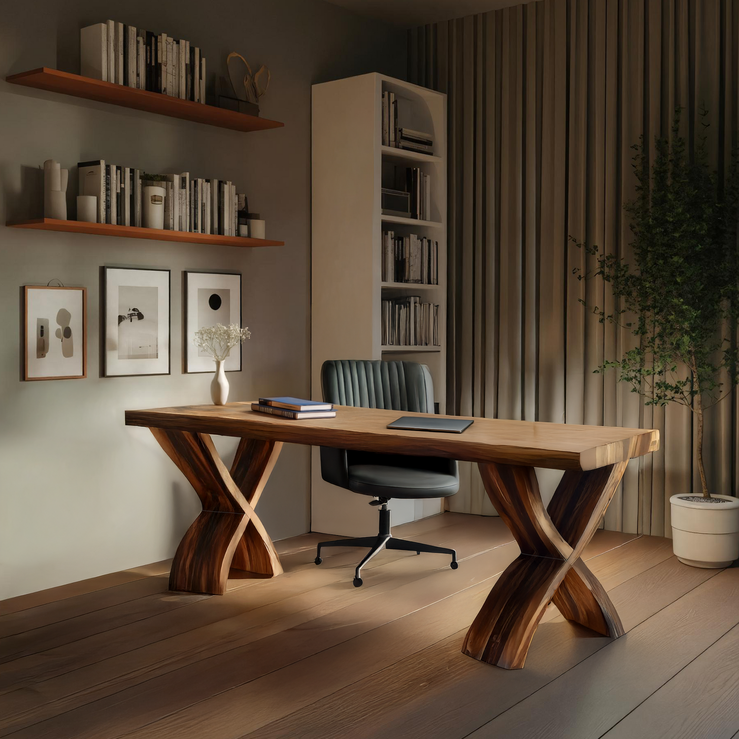 Mid Century Solid Wood Desk For Small Room Home Office