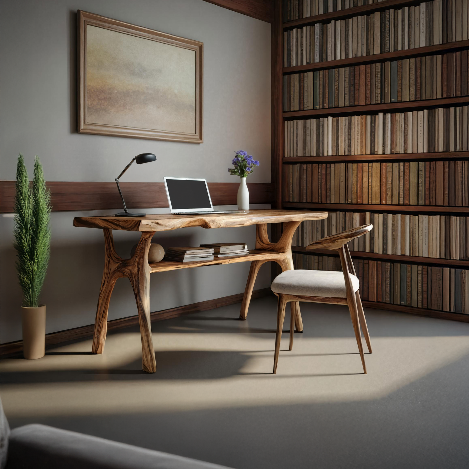 Mid Century Solid Wood Desk For Stylish Bedroom Workspace