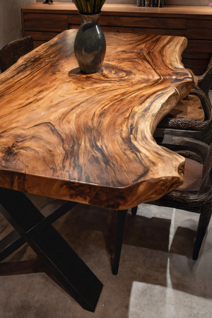 Dining Room Modern Live Edge Dining Table Natural Grain