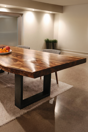 Furniture Decor Modern Solid Wood Dining Table Sleek Edge