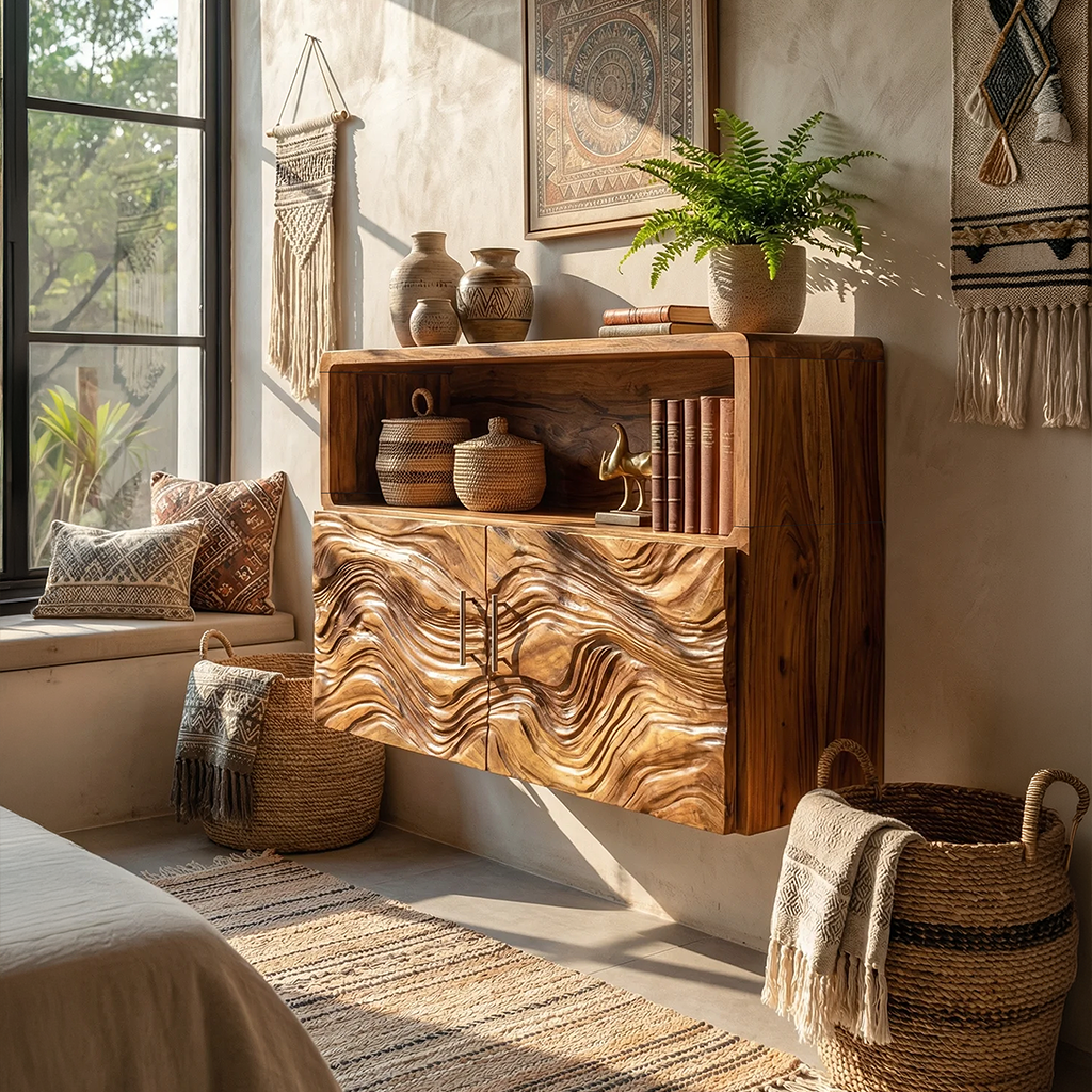 Rustic Live Edge Floating Shelf For Living Room Wall Decor Display