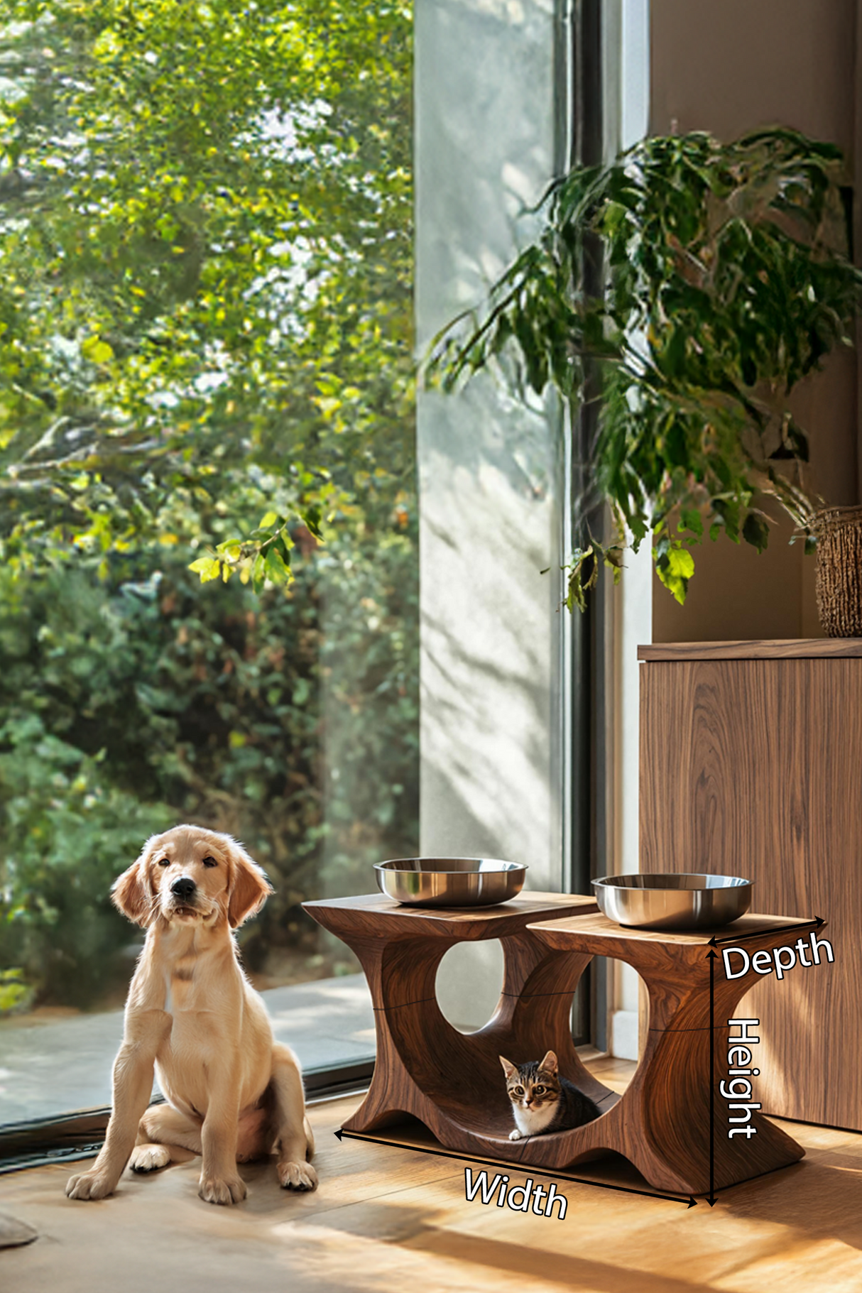 Mid Century Pet Feeding Stand For Stylish Dog Decor