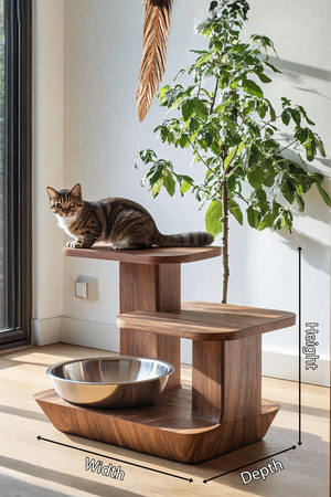 Handcrafted Wooden Pet Food Stand For Kitchen Decor