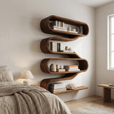Contemporary Natural Wood Wall Mounted Shelf For Interior Decor