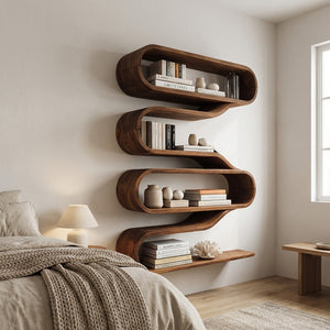 Contemporary Natural Wood Wall Mounted Shelf For Interior Decor
