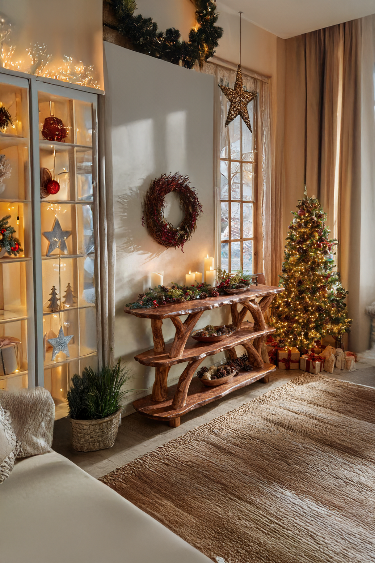 Modern Live Edge Console Table For Christmas Home Furniture Style