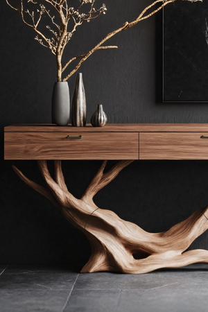 Mid Century Live Edge Entryway Table For Furniture Decor Modern