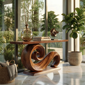 Modern Solid Wood Console Table Organic Live Edge For Entryway Design