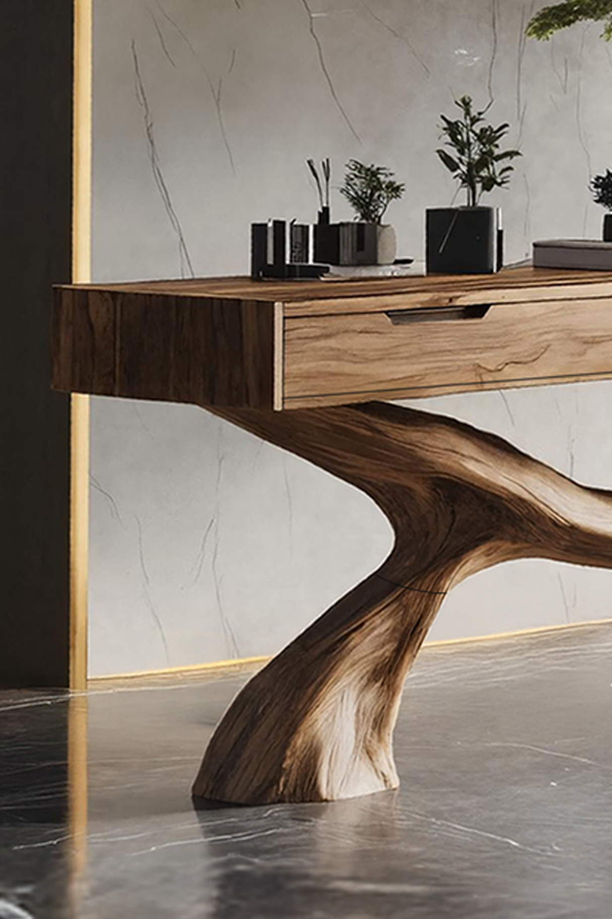 Rustic Wooden Console Table For Living Room