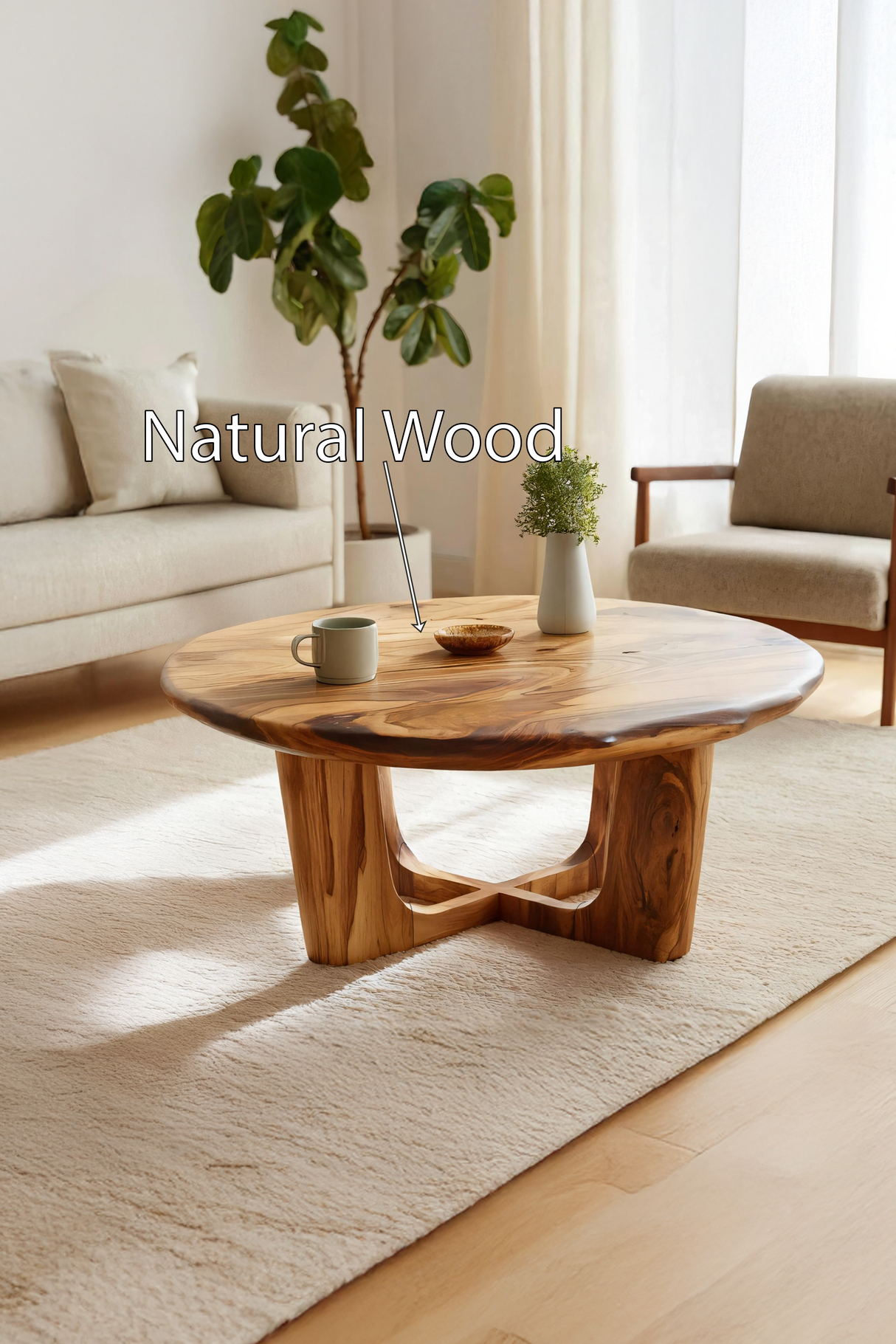 Modern Handcrafted Live Edge Low Table For Living Room Furniture Decor