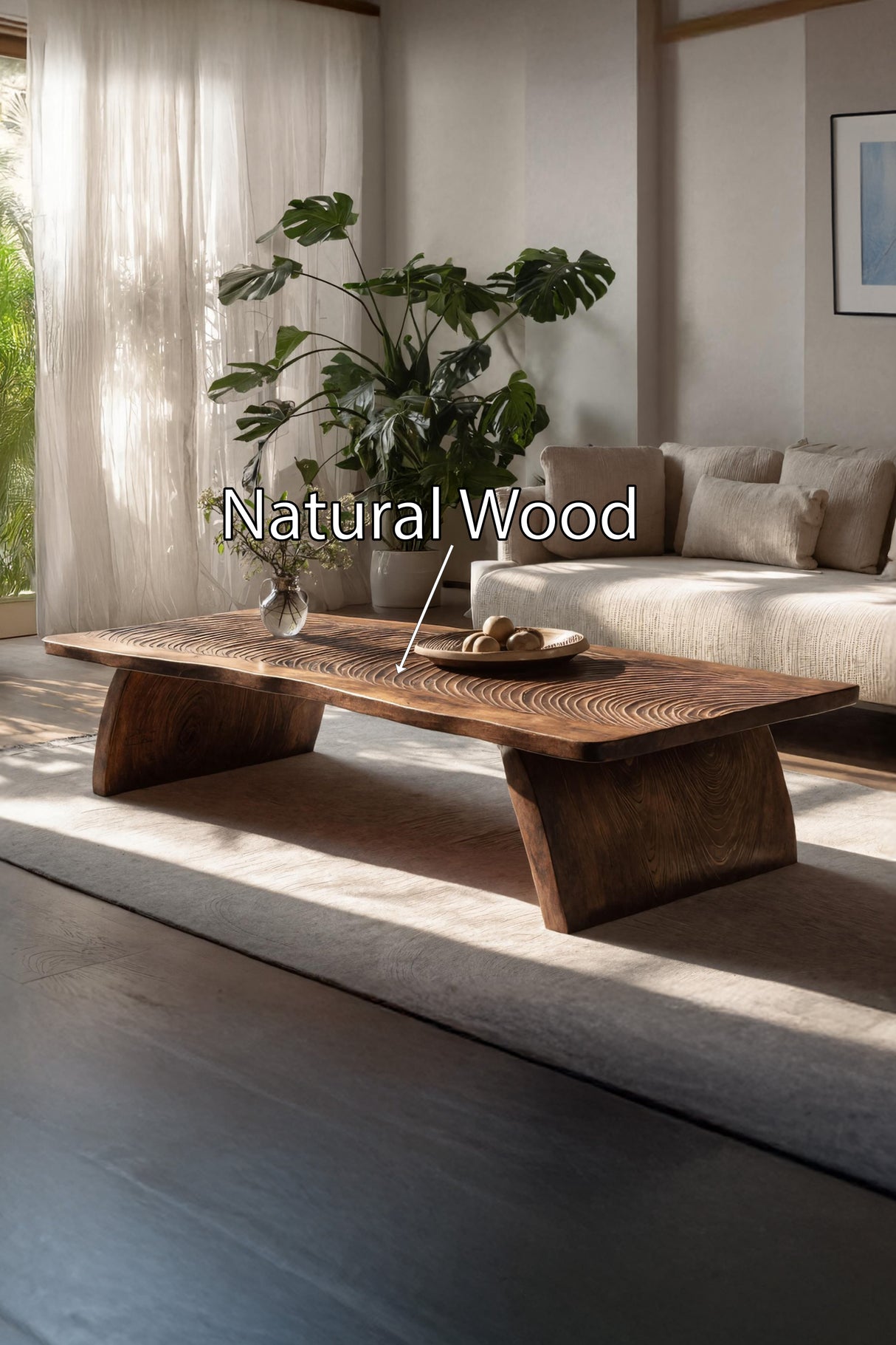 Farmhouse Mid Century Live Edge Coffee Table For Living Room