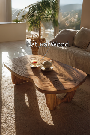 Mid Century Wooden Live Edge Table For Furniture Decor