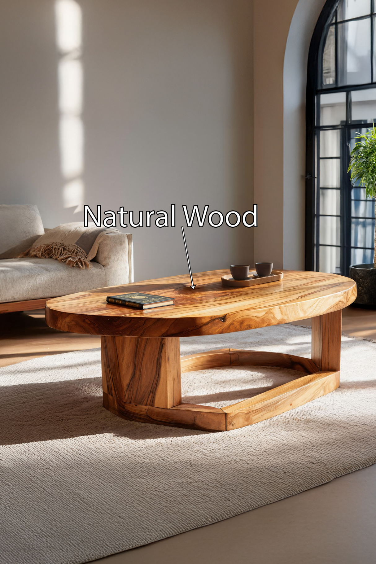Mid Century Handcrafted Solid Wood Coffee Table For Furniture Decor