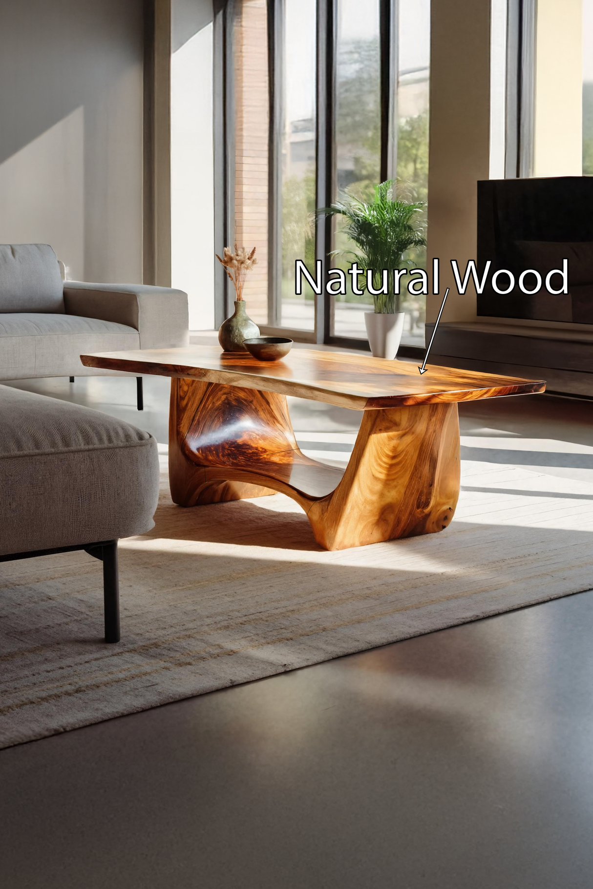 Handcrafted Solid Wood Low Coffee Table For Living Roomdecor