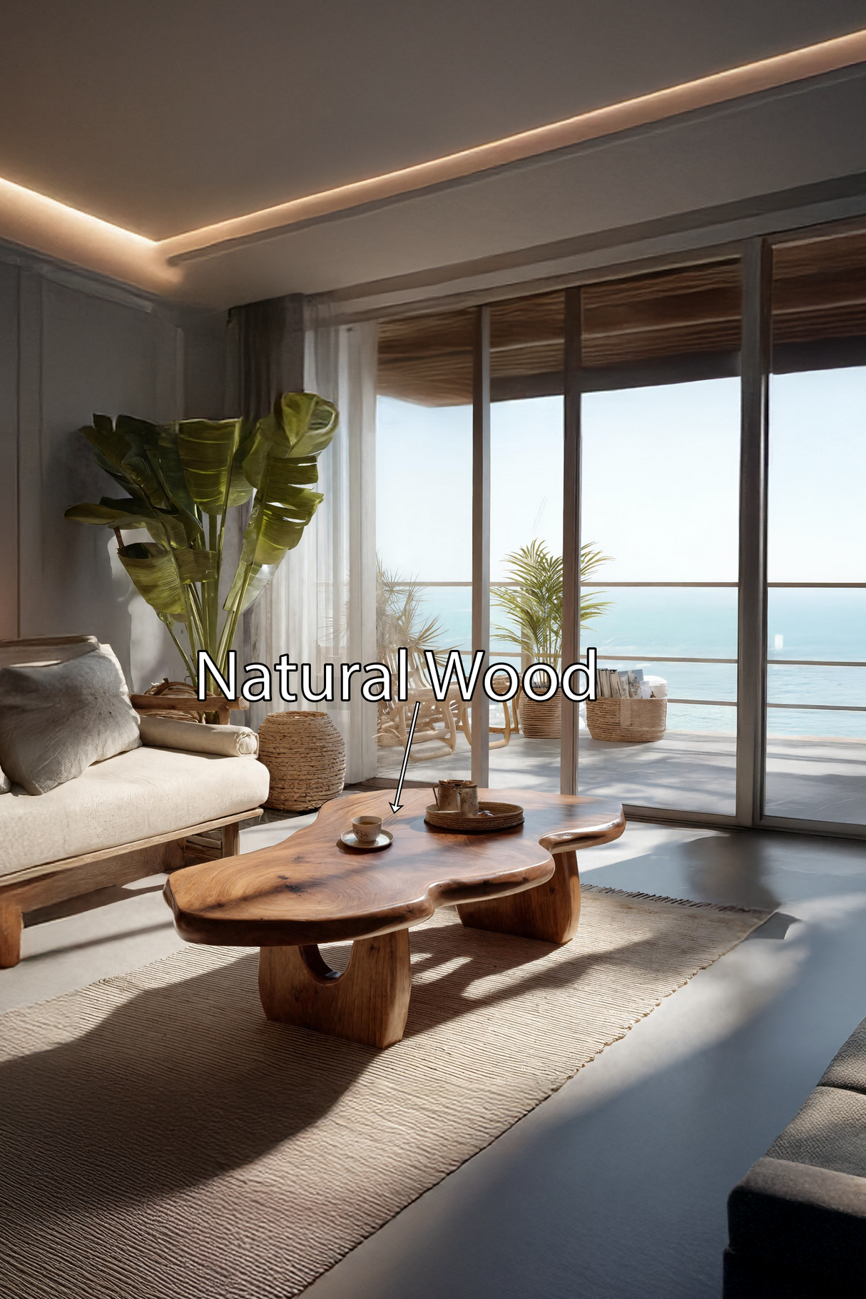 Modern Wooden Live Edge Coffee Table For Furniture Decor