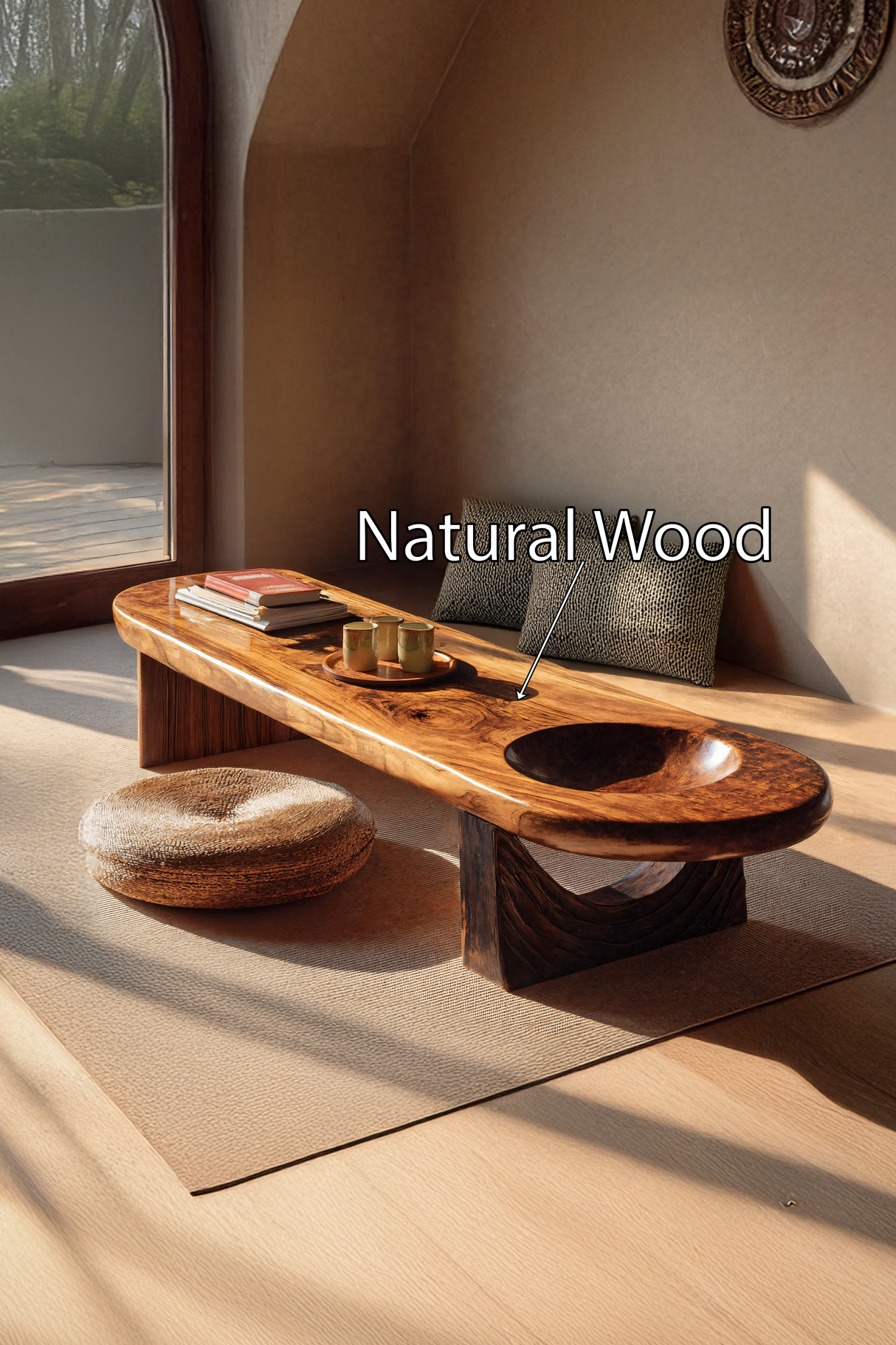 Mid Century Handcrafted Live Edge Coffee Table For Furniture Decor