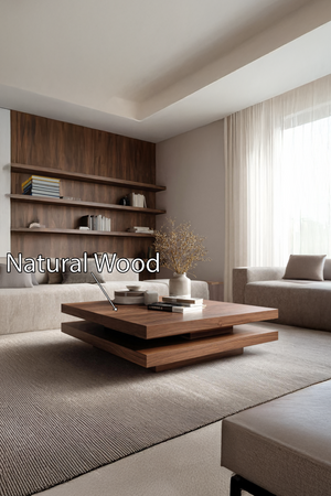 Modern Rustic Wooden Live Edge Coffee Table For Living Room