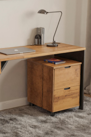 Modern Wood Desk With Storage Cabinet For Home Office Or Studio