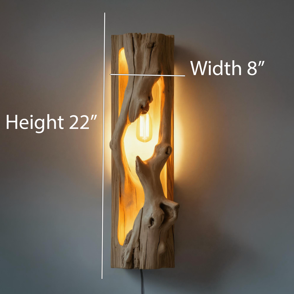 Minimalist Driftwood Wall Sconce With Ambient Glow For Rustic Decor