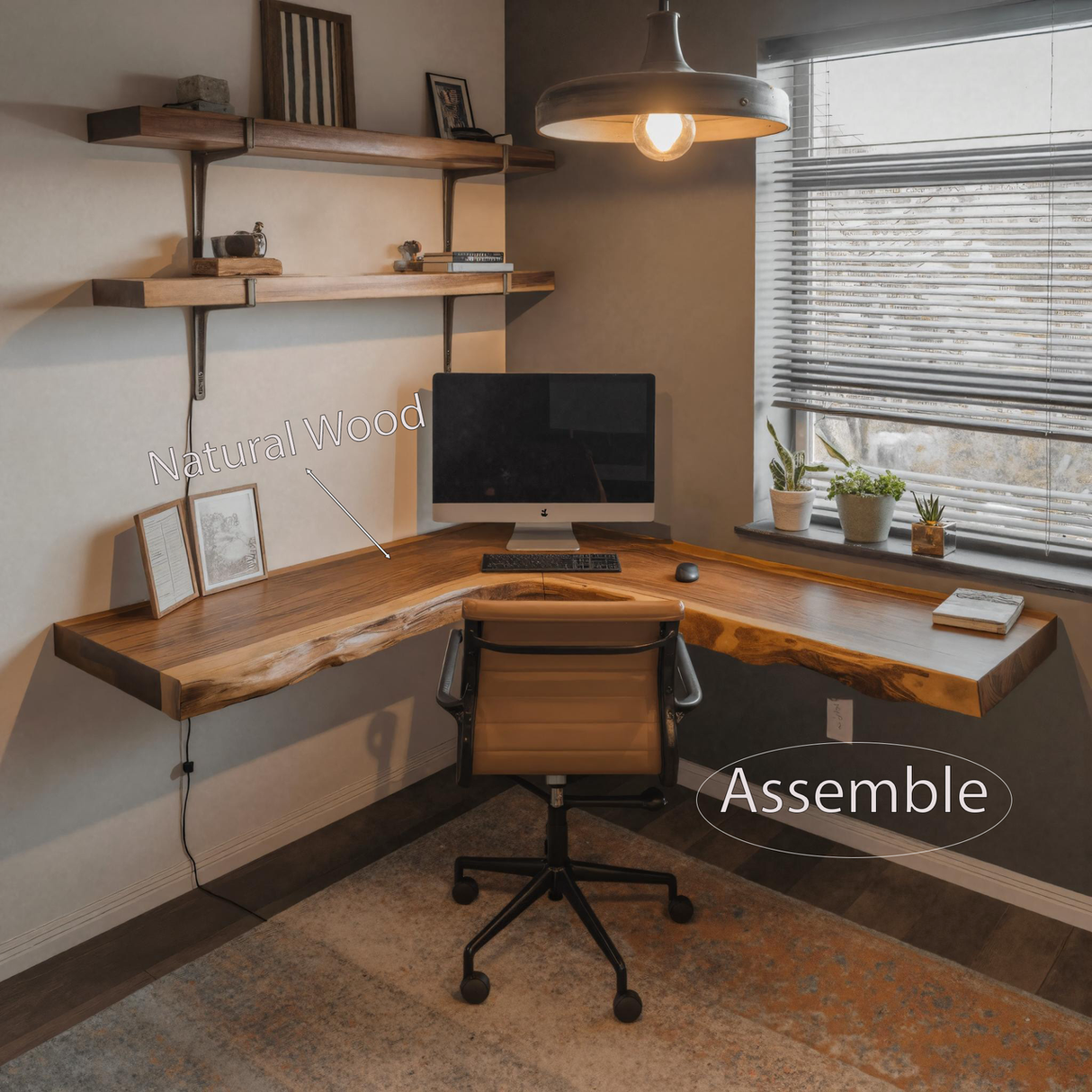 Modern Live Edge Corner Desk For Home Office