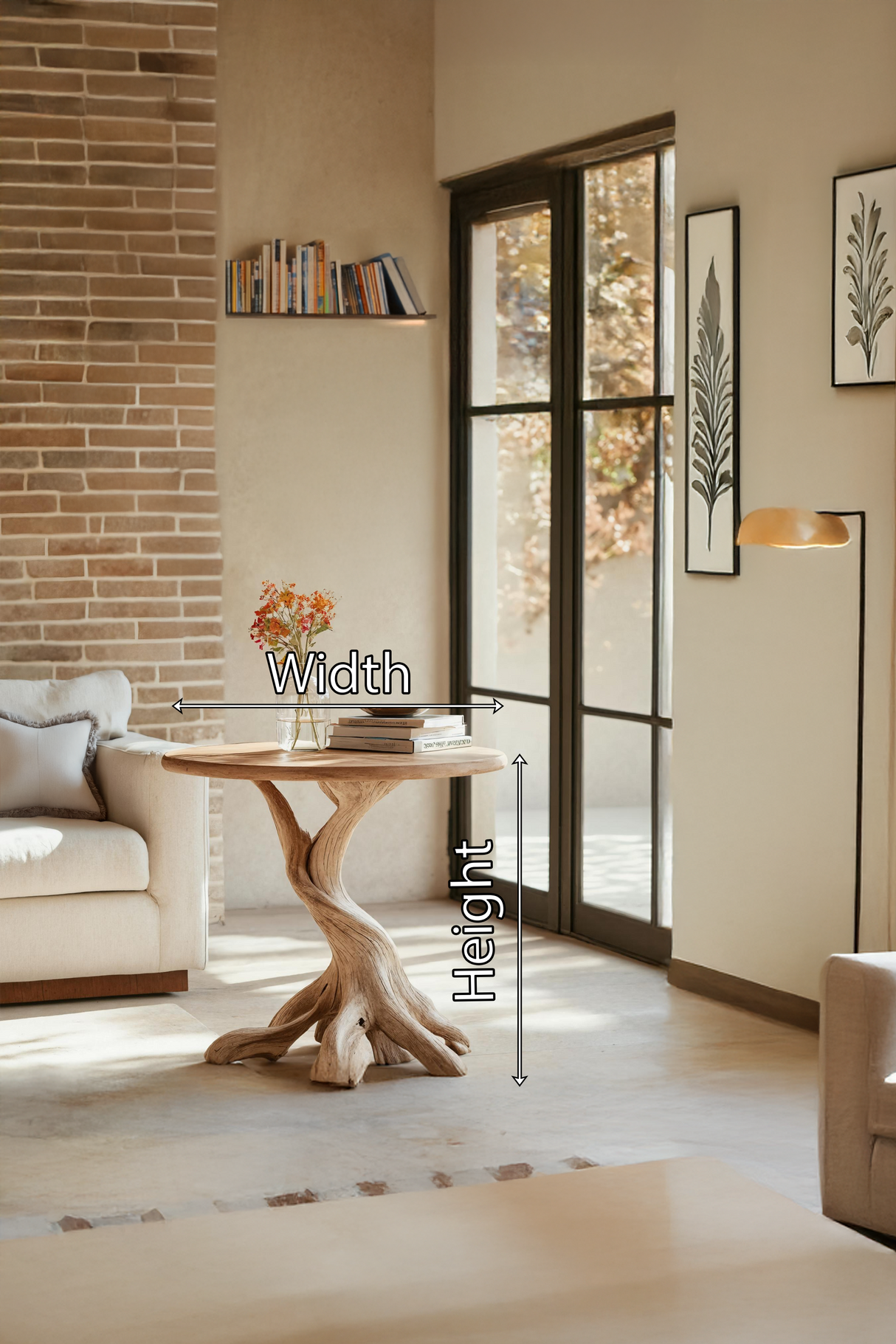 Rustic Solid Wood End Table For Living Room Stylish Wall Display