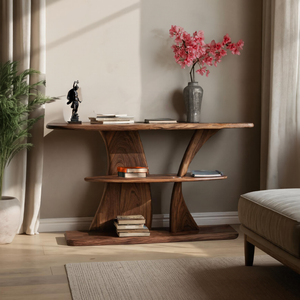 Farmhouse Solid Wood Console Table For Entryway Design And Storage