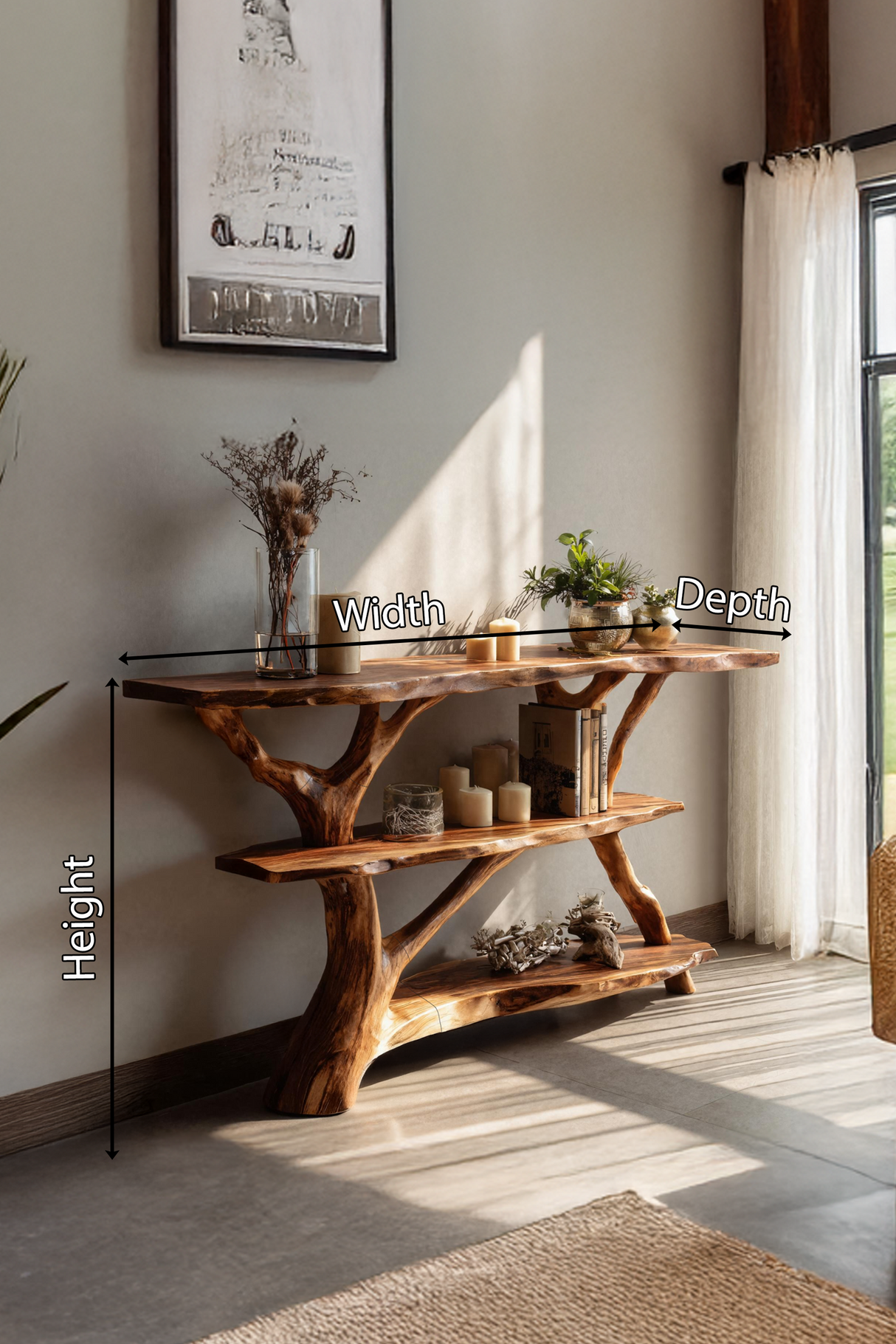Farmhouse Solid Wood Console Table For Modern Rustic Furniture Style