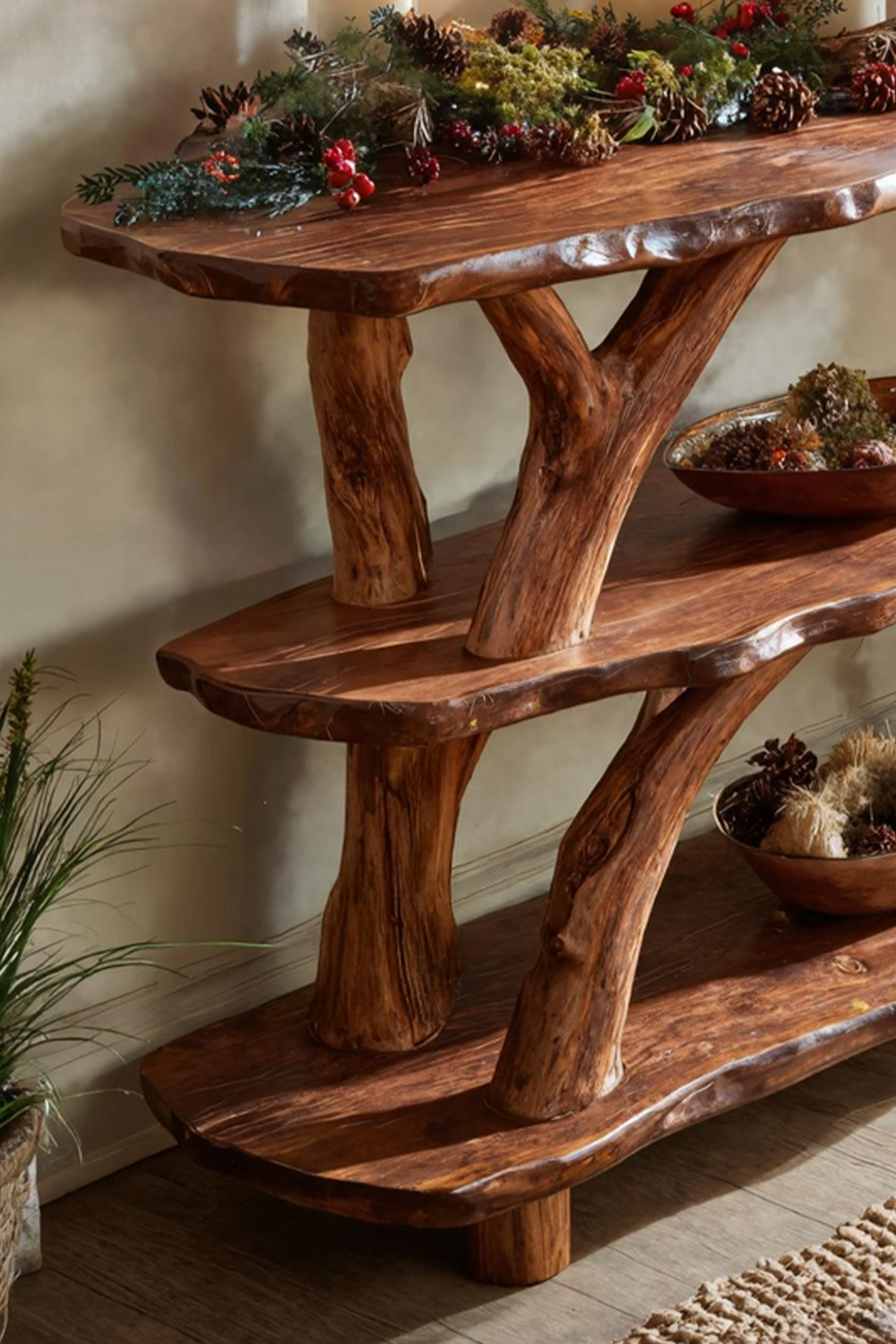 Modern Live Edge Console Table For Christmas Home Furniture Style