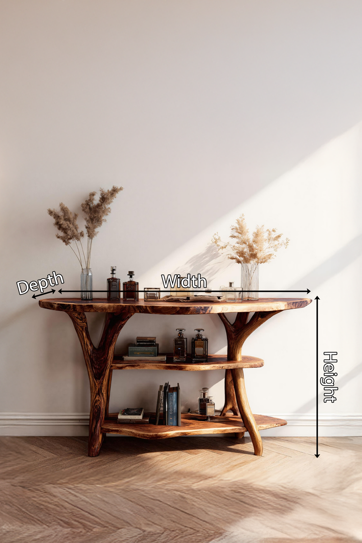 Handcrafted Wooden Live Edge Console Table For Stylish Entryway Furniture