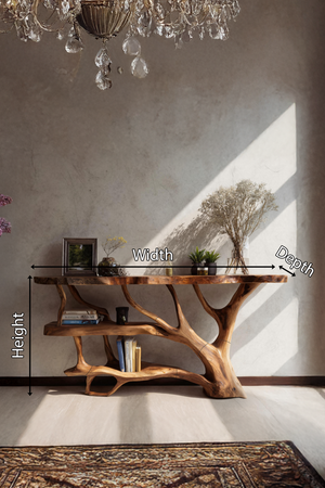 Farmhouse Wooden Live Edge Console Table For Country Living Room Decor