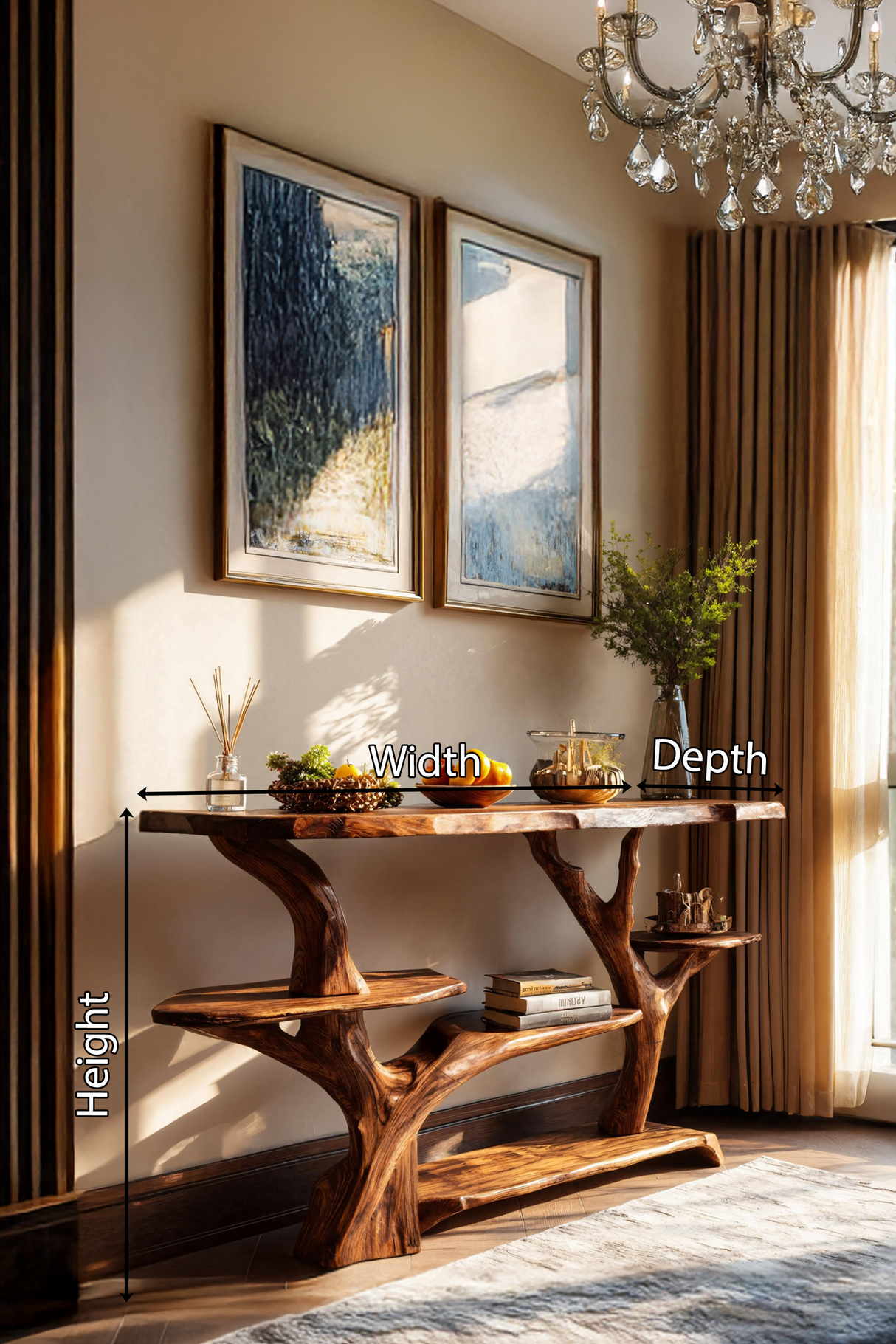 Mid Century Solid Wood Console Table For Stylish Entryway Design