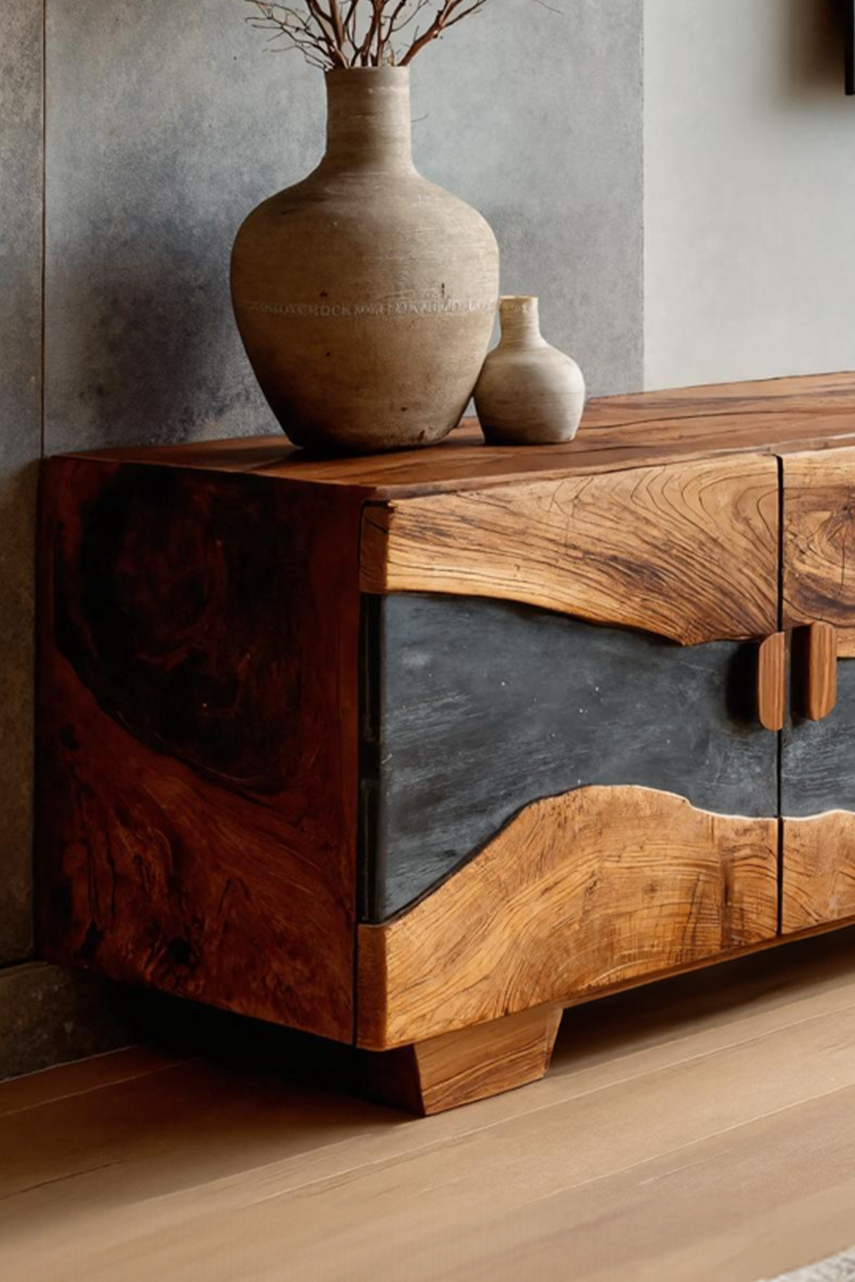 Mid Century Solid Wood TV Console For Living Room Decor