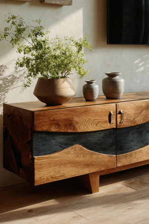 Modern Natural Wood TV Stand For Living Room