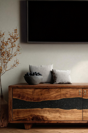 Handcrafted Live Edge TV Cabinet For Furniture Decor
