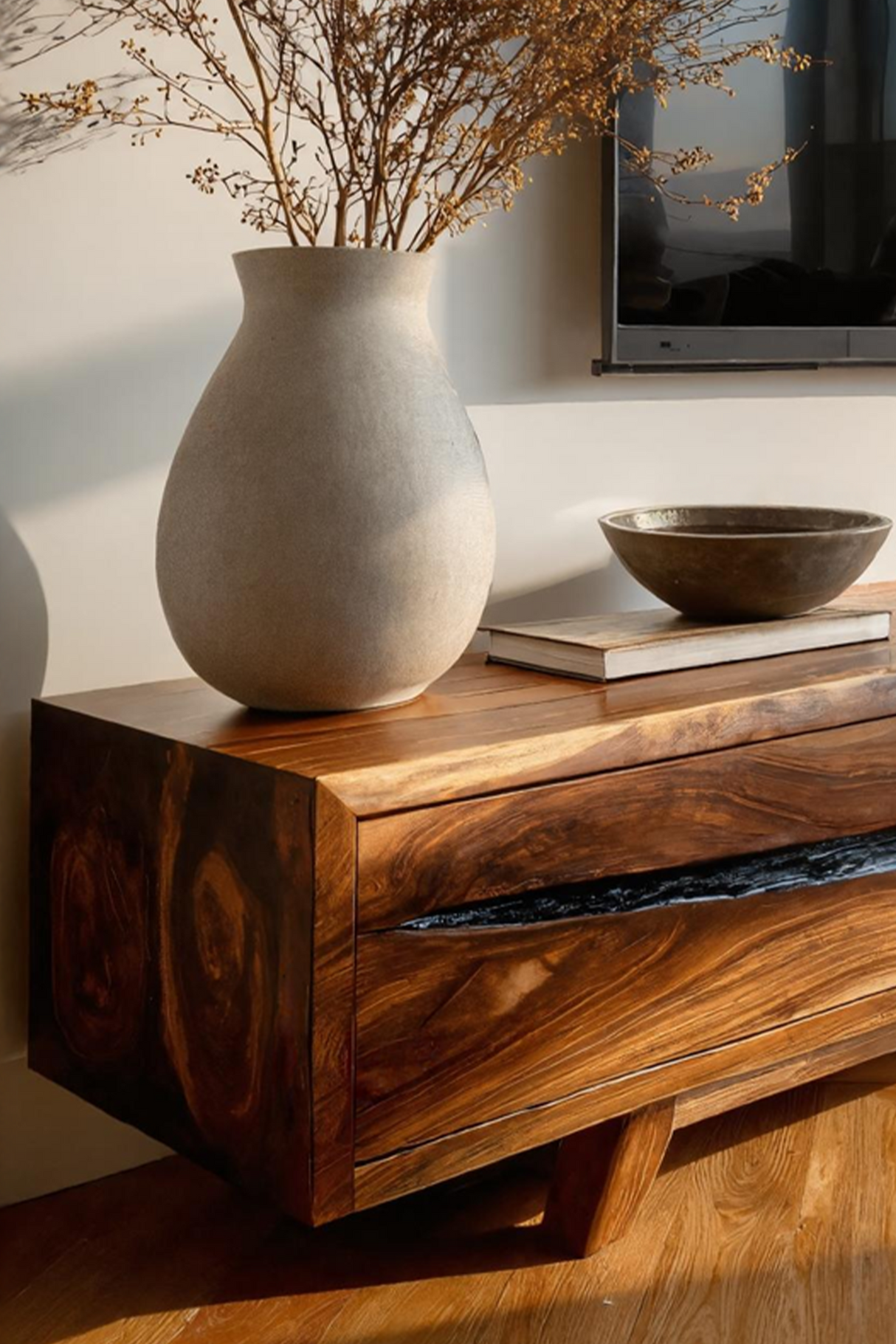 Farmhouse Solid Wood TV Console For Bedroom Design