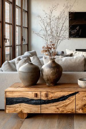 Farmhouse Live Edge TV Cabinet For Rustic Bedroom Decor