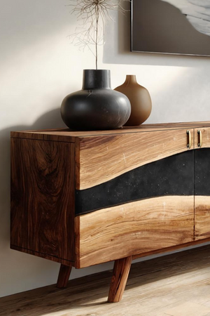 Handcrafted Solid Wood TV Console For Furniture Decor