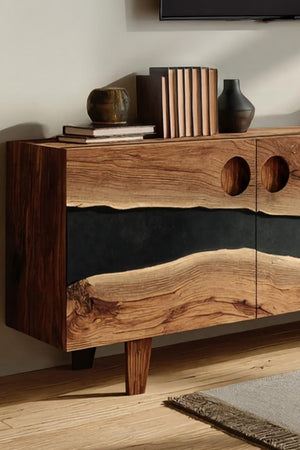 Farmhouse Solid Wood Media Stand For Home Decor