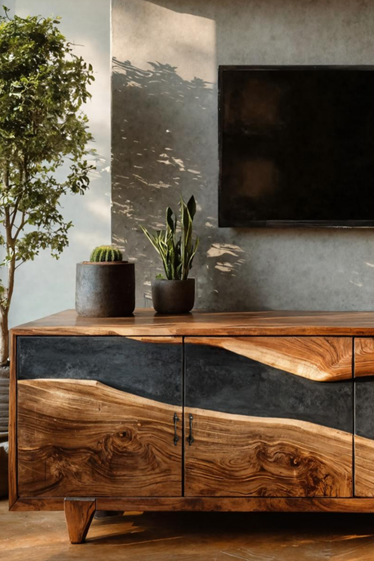 Farmhouse Solid Wood Media Console For Home Decor