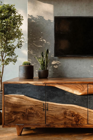 Farmhouse Solid Wood Media Console For Home Decor