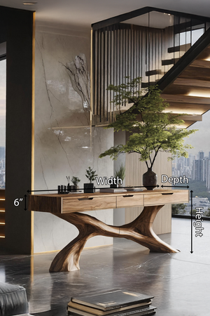 Rustic Wooden Console Table For Living Room