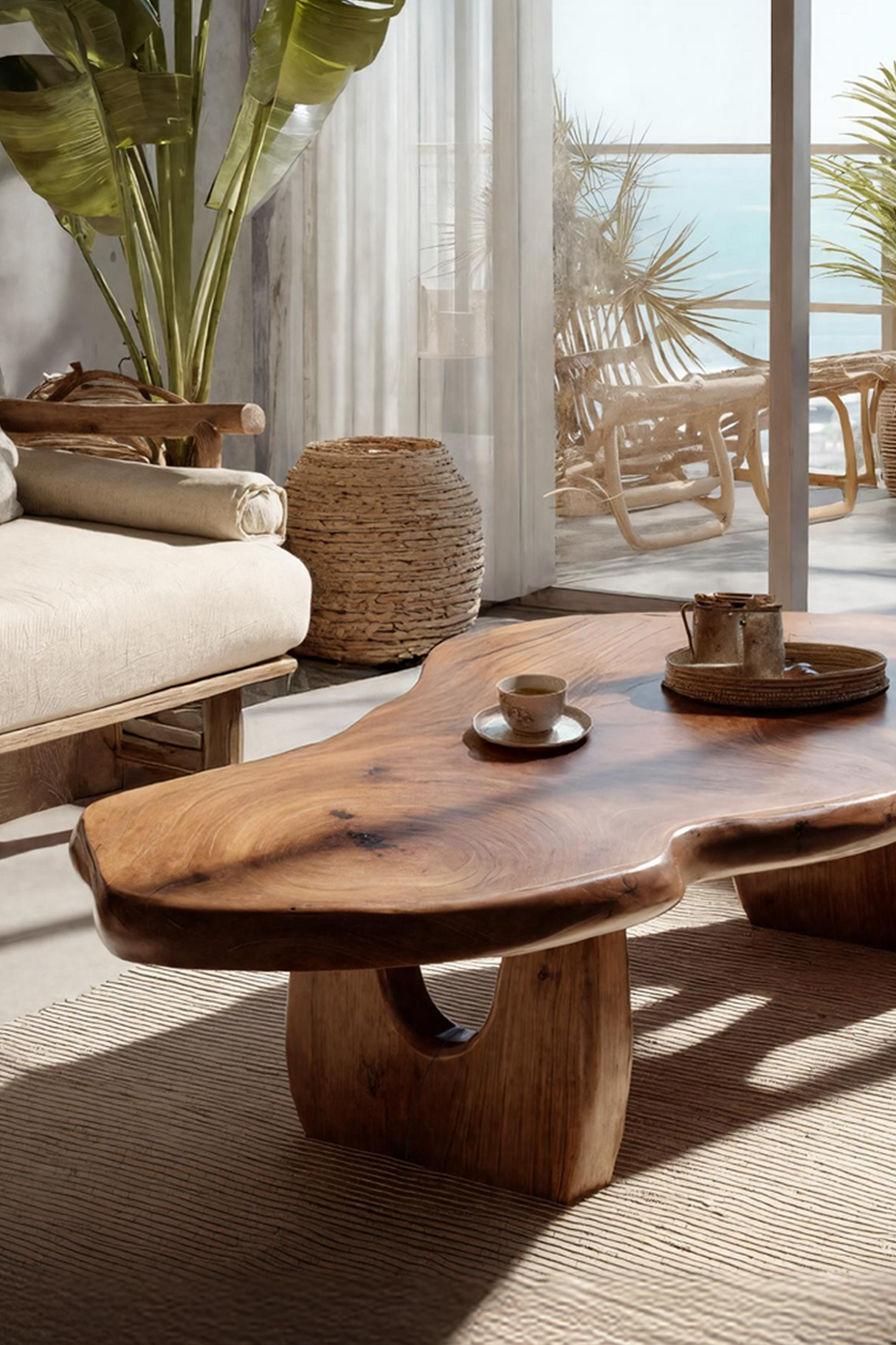 Modern Wooden Live Edge Coffee Table For Furniture Decor