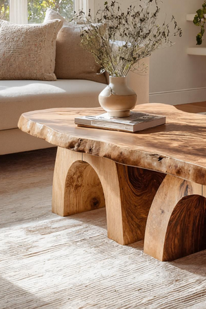 Farmhouse Handcrafted Wooden Live Edge Coffee Table For Decor